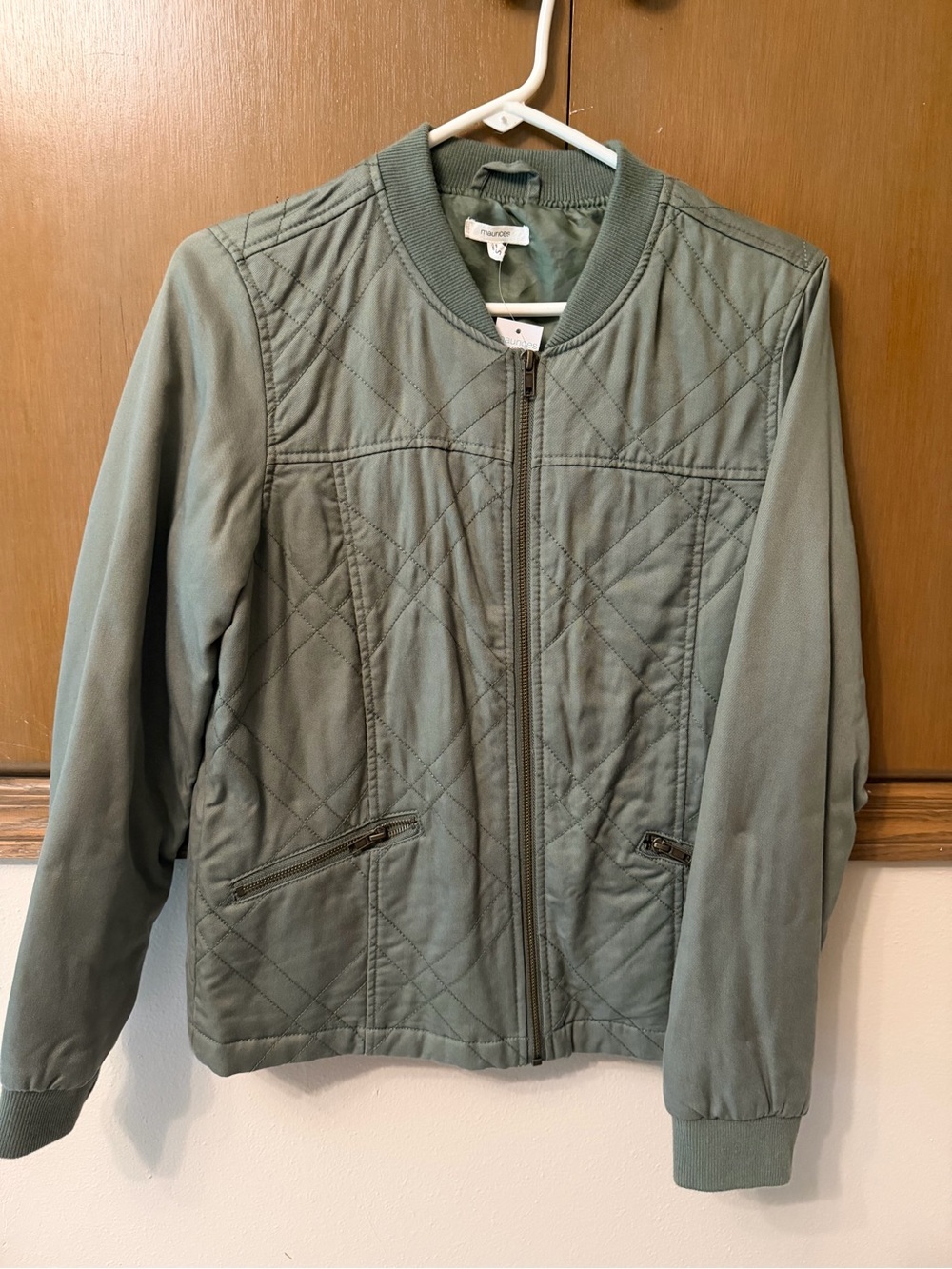 Maurices Quilted Bomber Jacket in Sage Green- Size Small